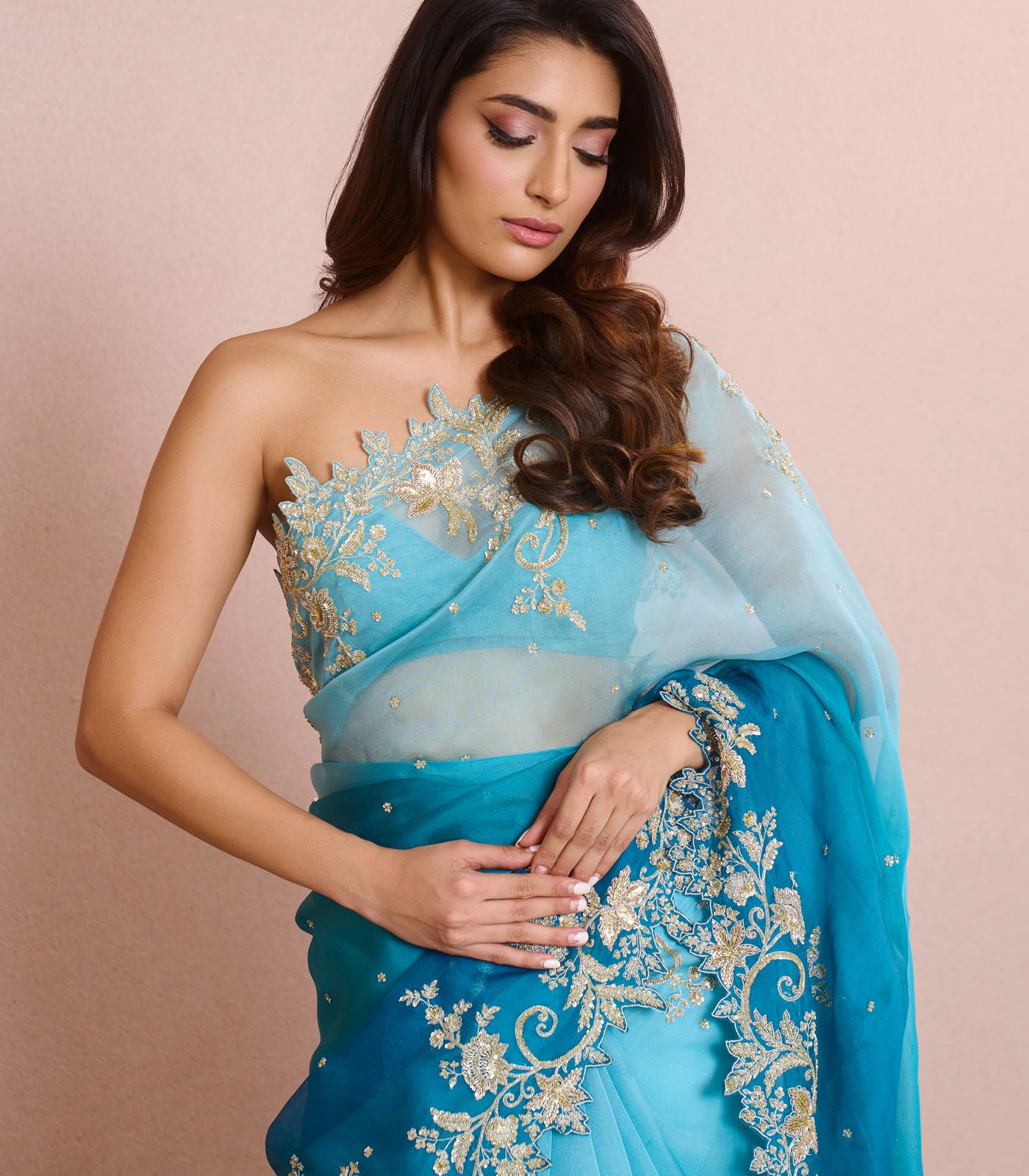 BLUE OMBRE ADVIKA SAREE SET
