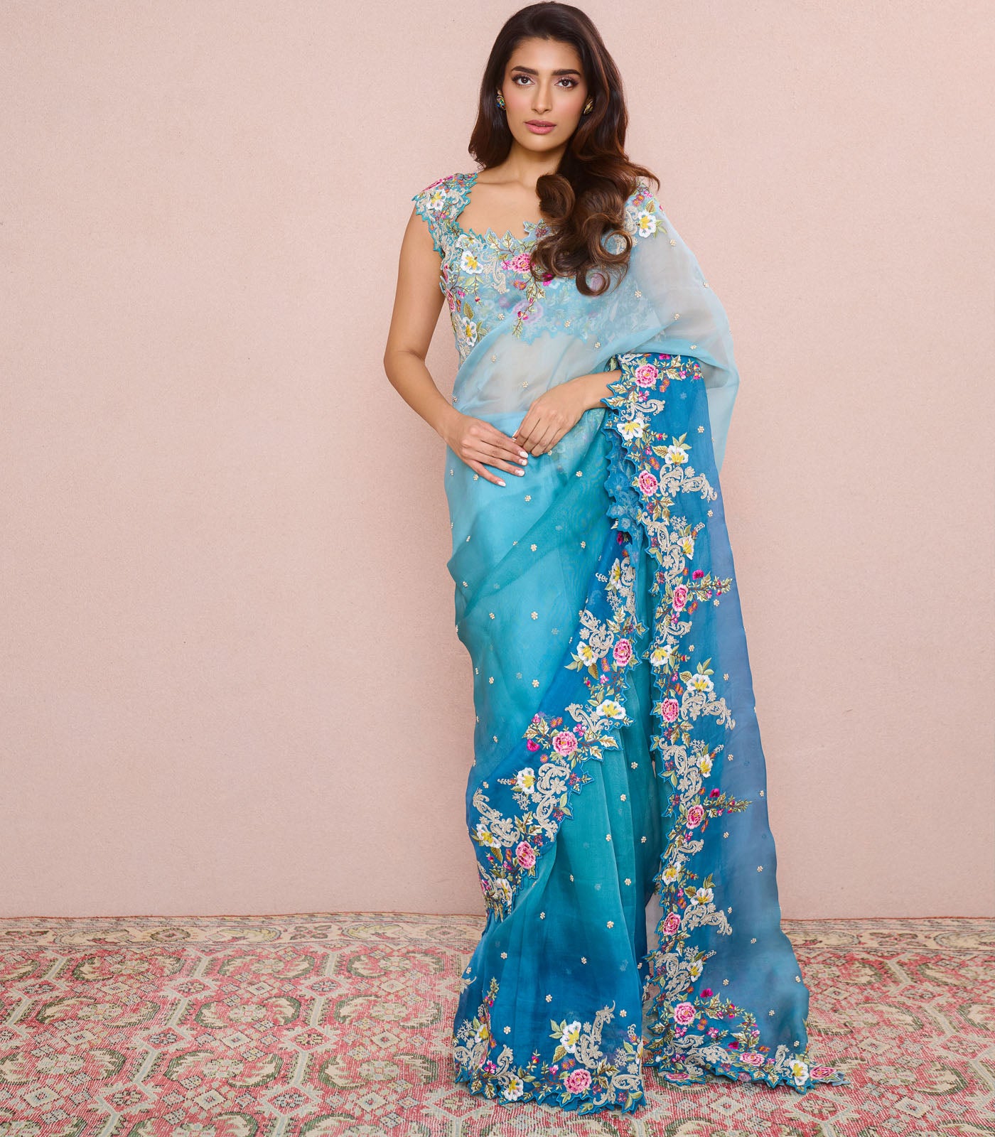 BLUE OMBRE UMANG SAREE SET
