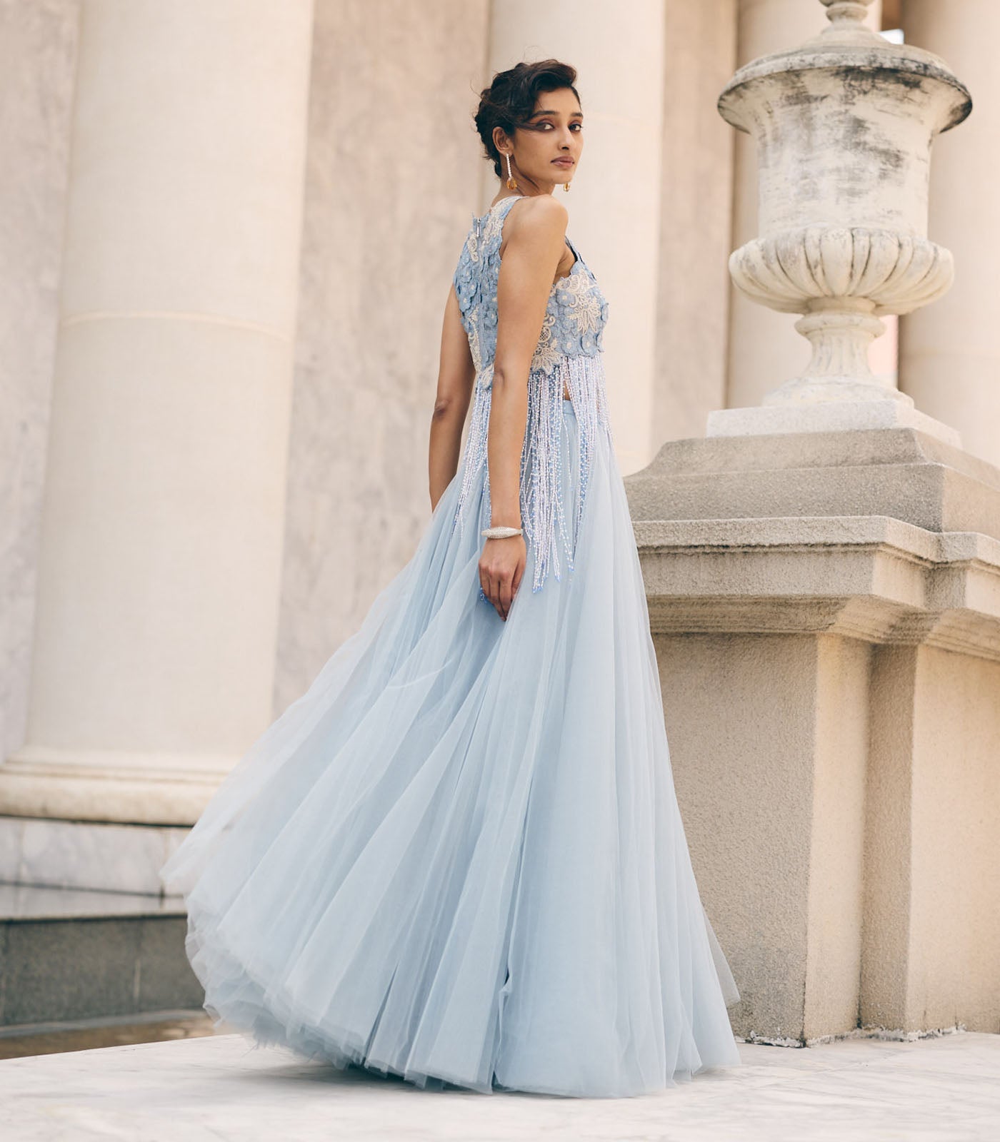 Sky Blue Skirt Set