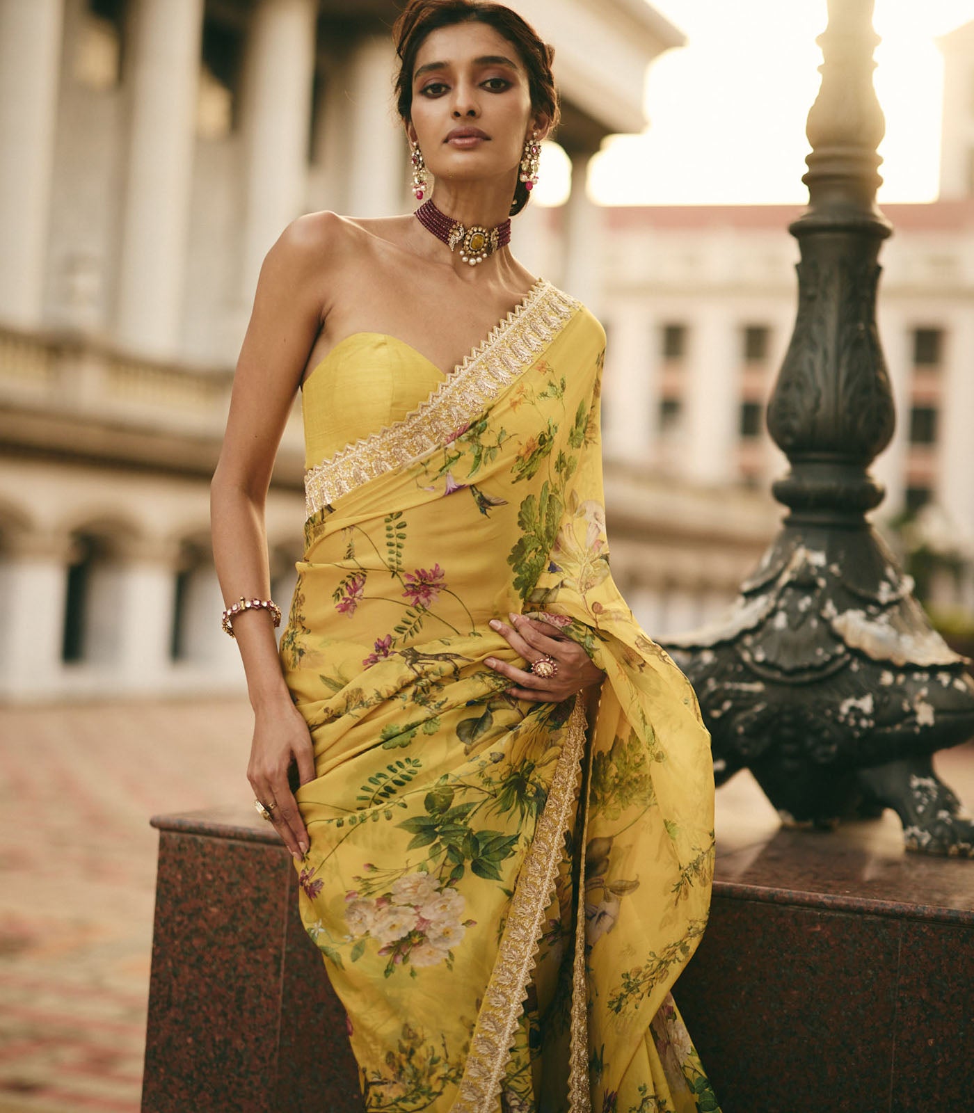 Yellow Paisley Saree Set