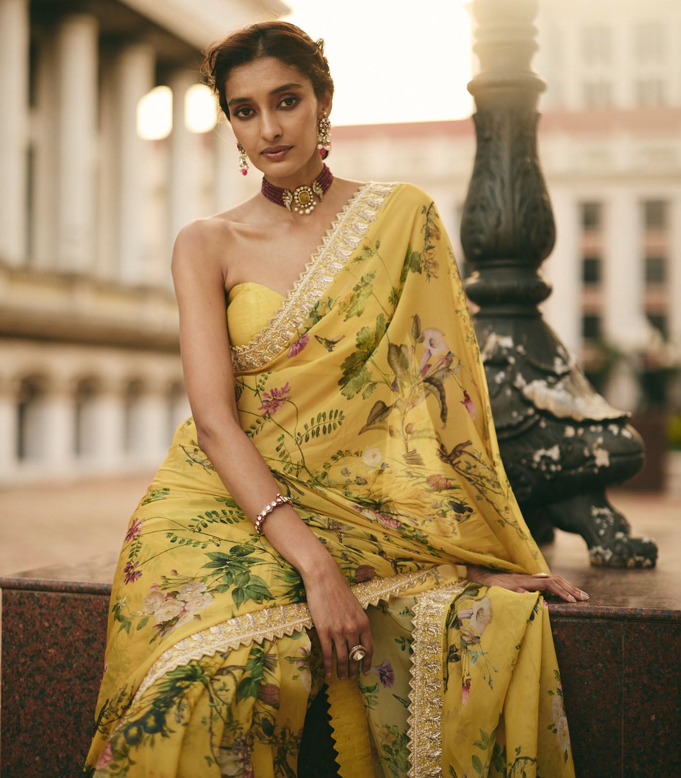 Yellow Paisley Saree Set