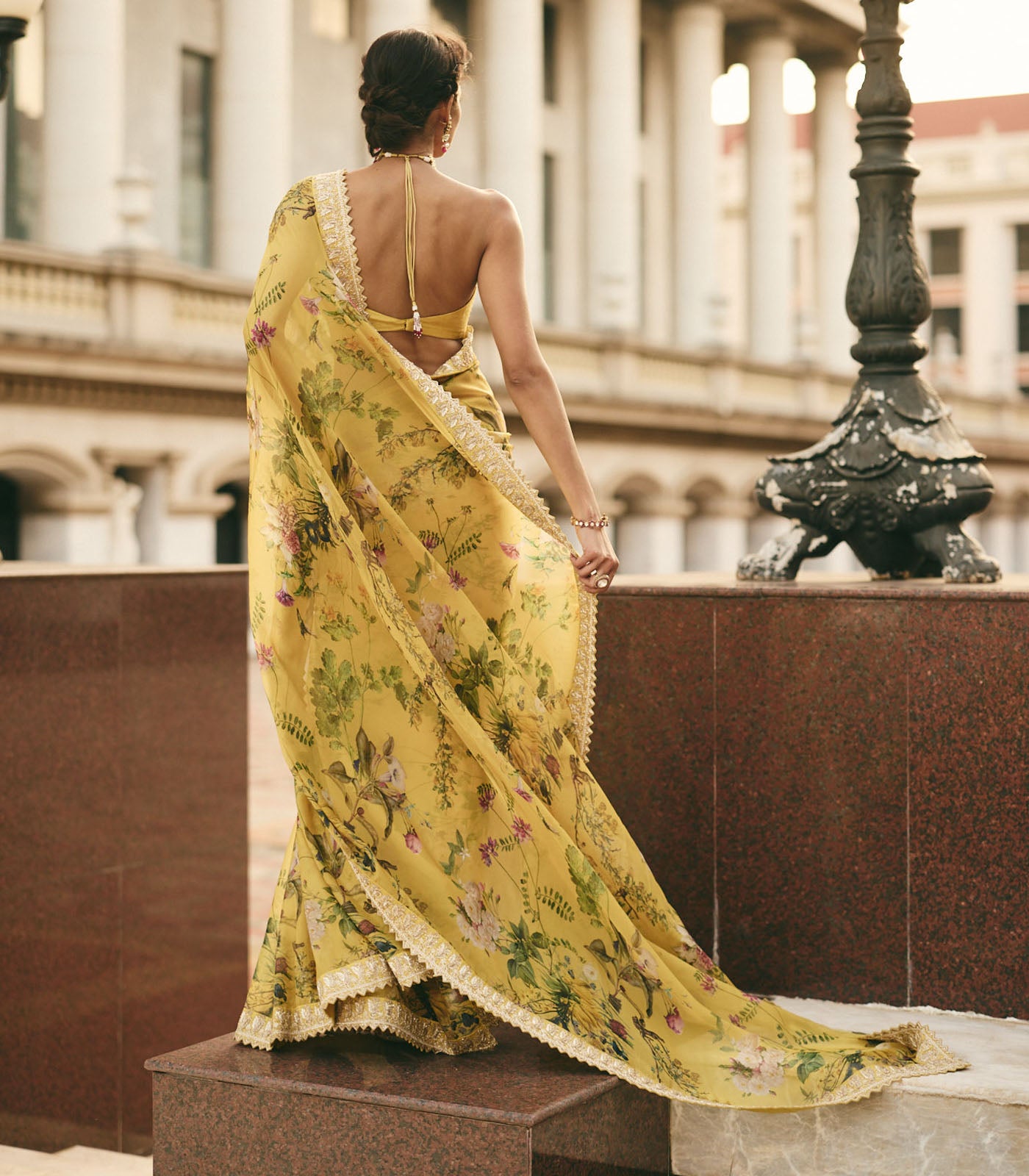Yellow Paisley Saree Set