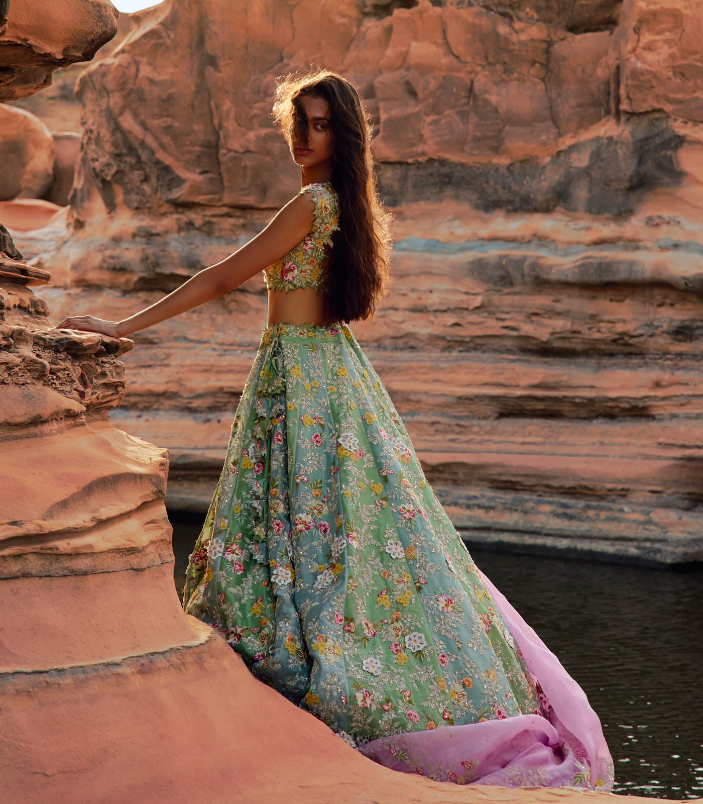 TRI COLOR UTSA LEHENGA SET