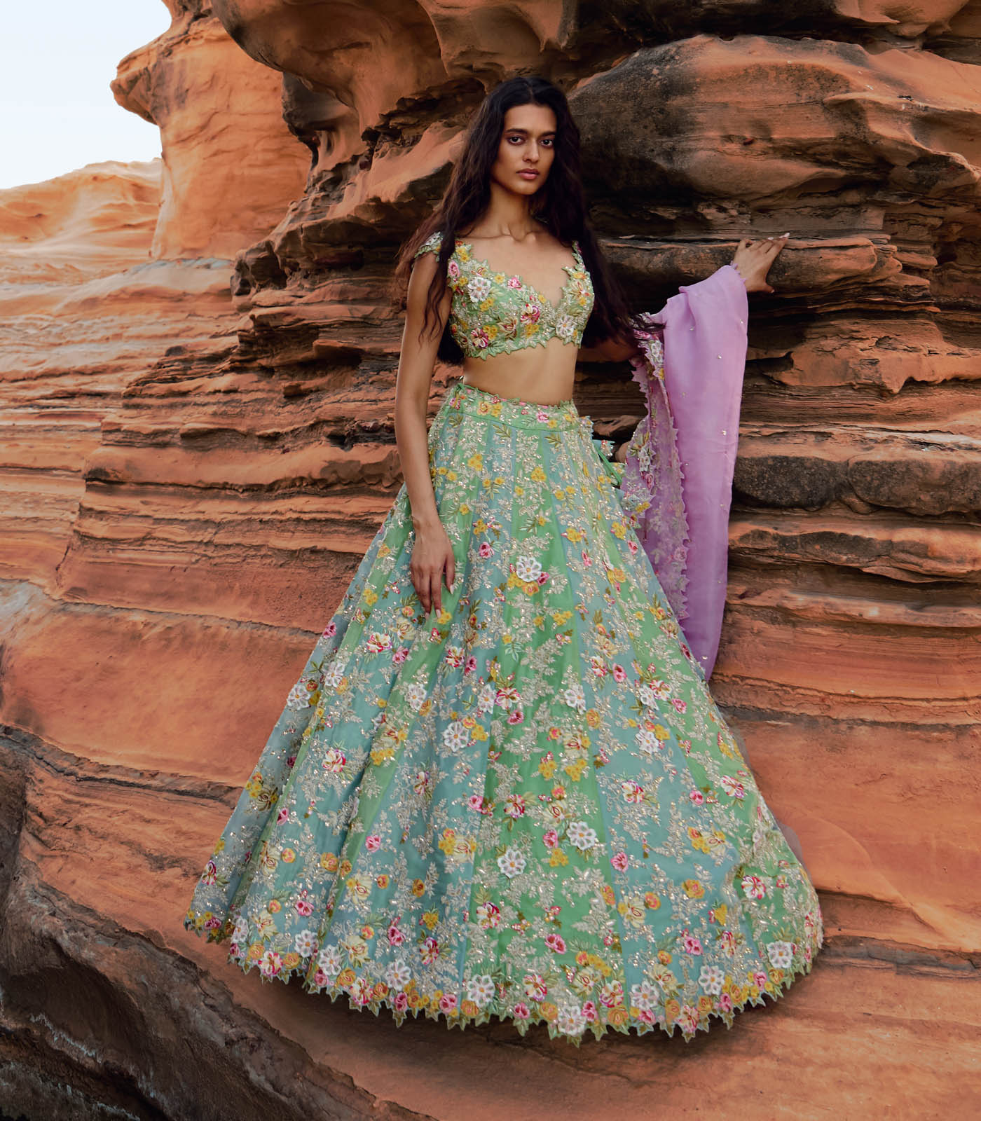 TRI COLOR UTSA LEHENGA SET