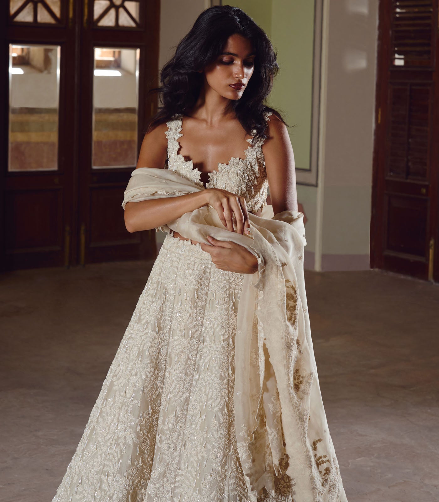 IVORY NEW ATHENA TASSLES LEHENGA SET