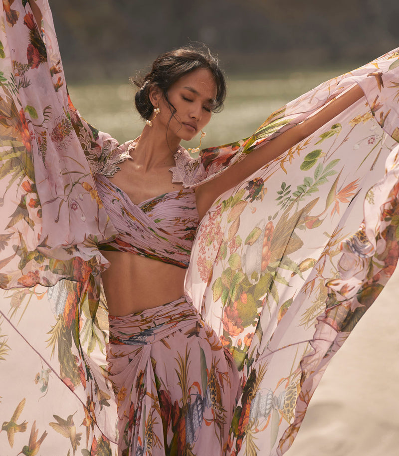 PINK DRAPE SKIRT AND CAPE