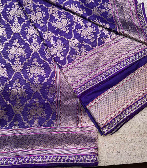 PURPLE SILK BANARAS SAREE