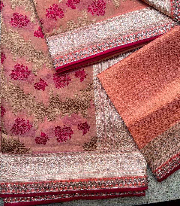 ORANGE SILK BANARAS SAREE