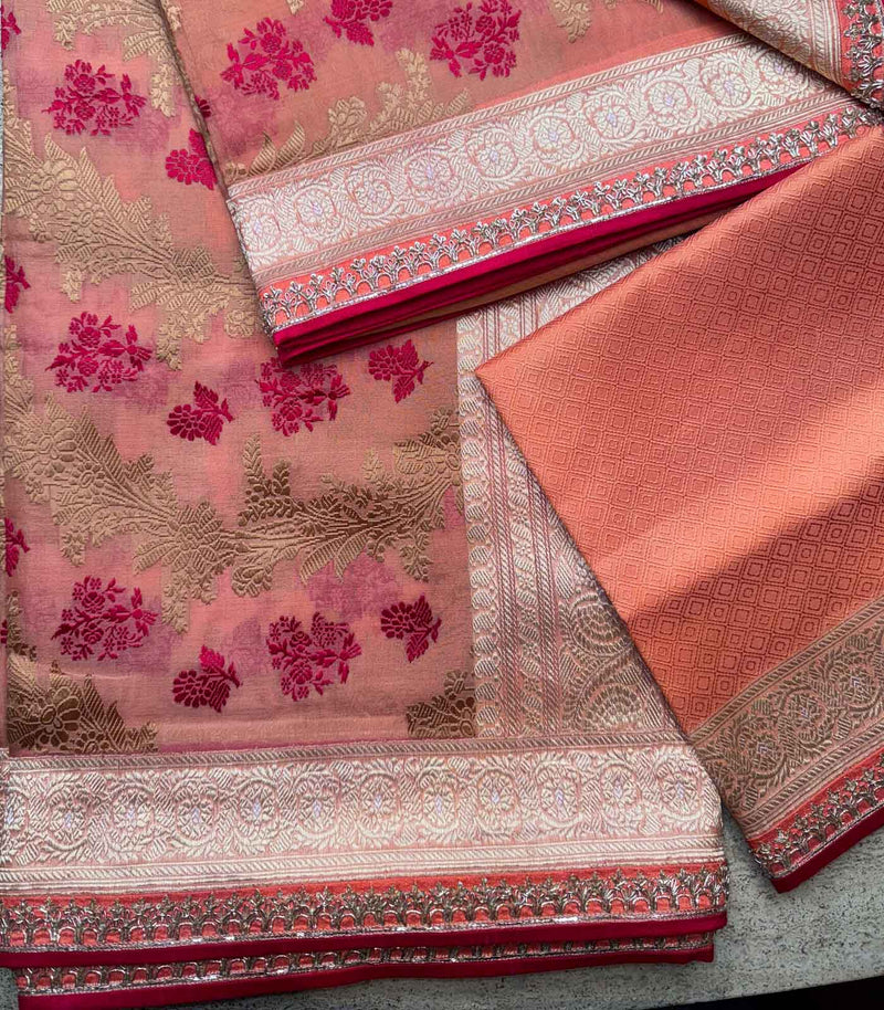 ORANGE SILK BANARAS SAREE