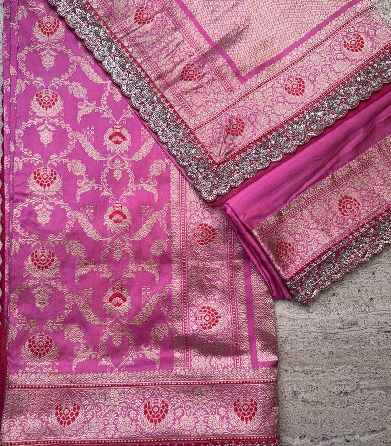 PINK SILK BANARAS SAREE