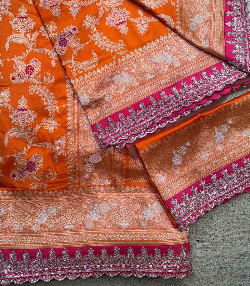 ORANGE SILK BANARAS SAREE