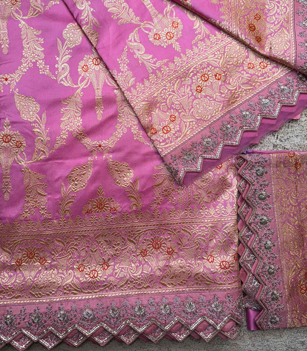 PINK SILK BANARAS SAREE