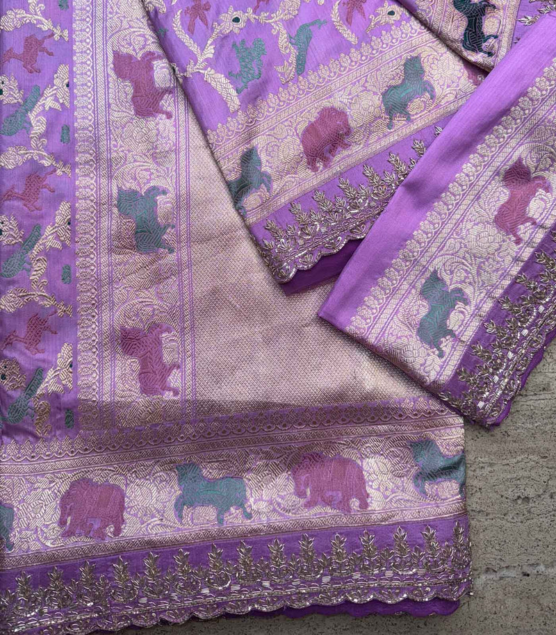 LAVENDER SILK BANARAS SAREE