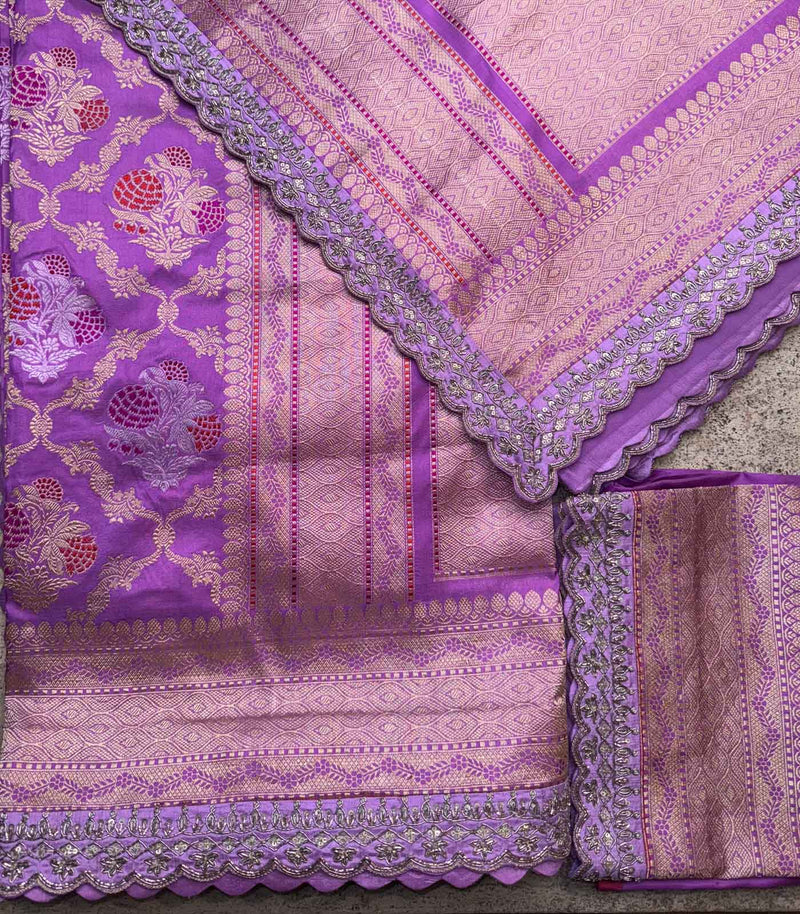 LAVENDER SILK BANARAS SAREE