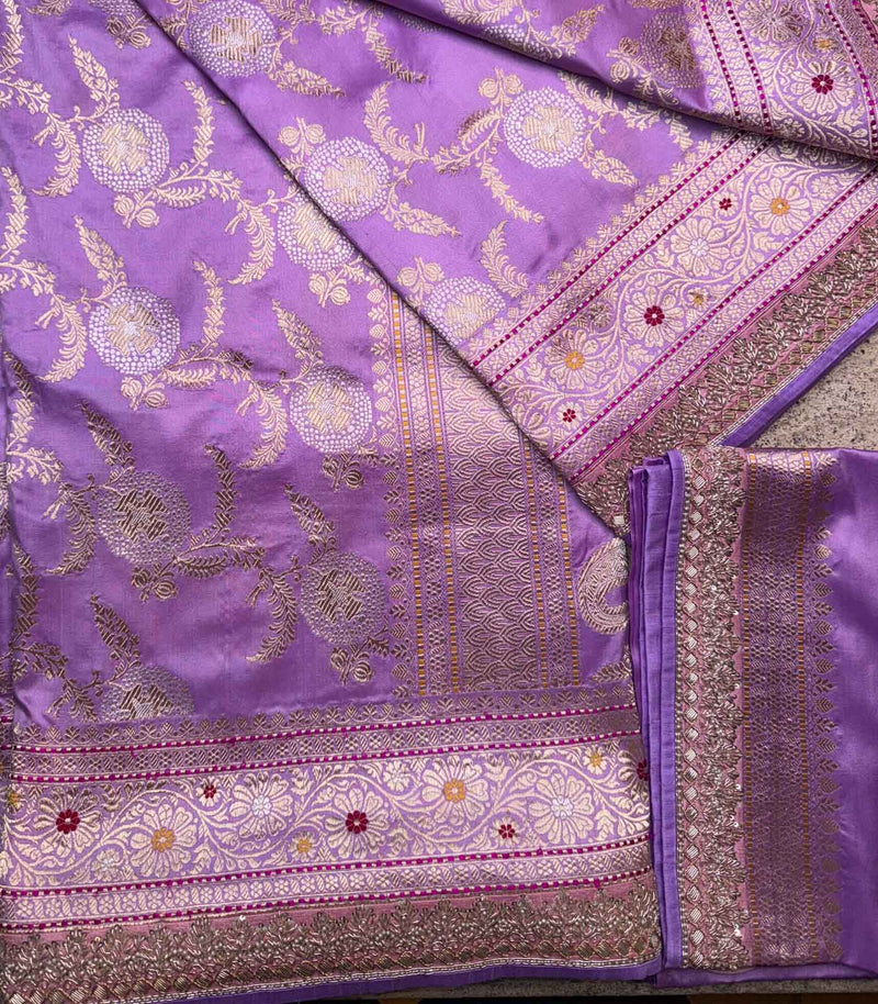 LAVENDER SILK BANARAS SAREE