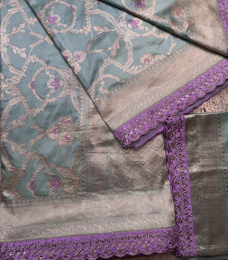 SEA GREEN SILK BANARAS SAREE