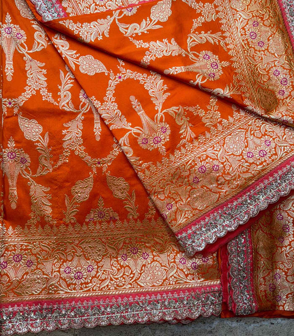 ORANGE SILK BANARAS SAREE