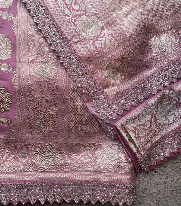 ONION PINK SILK BANARAS SAREE