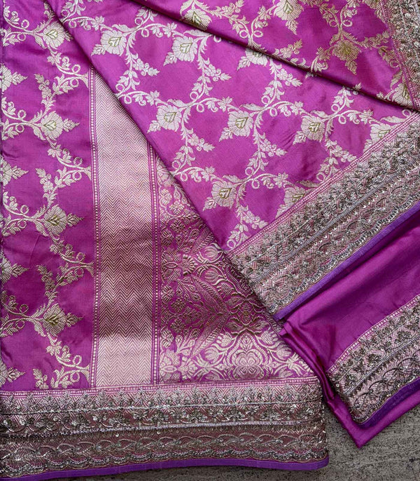 PINK SILK BANARAS SAREE