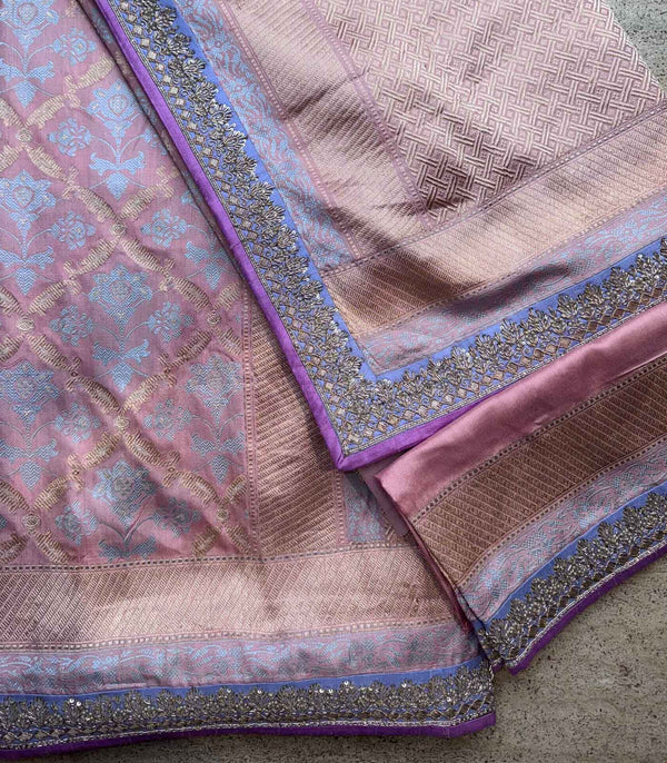 ONION PINK SILK BANARAS SAREE