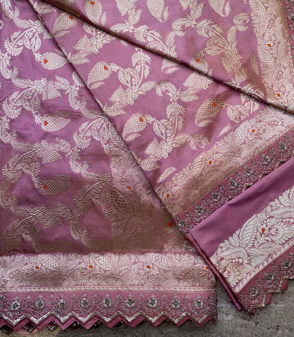 PINK SILK BANARAS SAREE