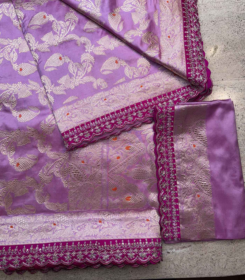 ONION PINK SILK BANARAS SAREE