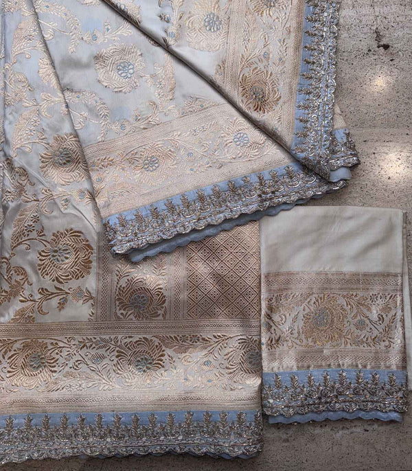 IVORY SILK BANARAS SAREE