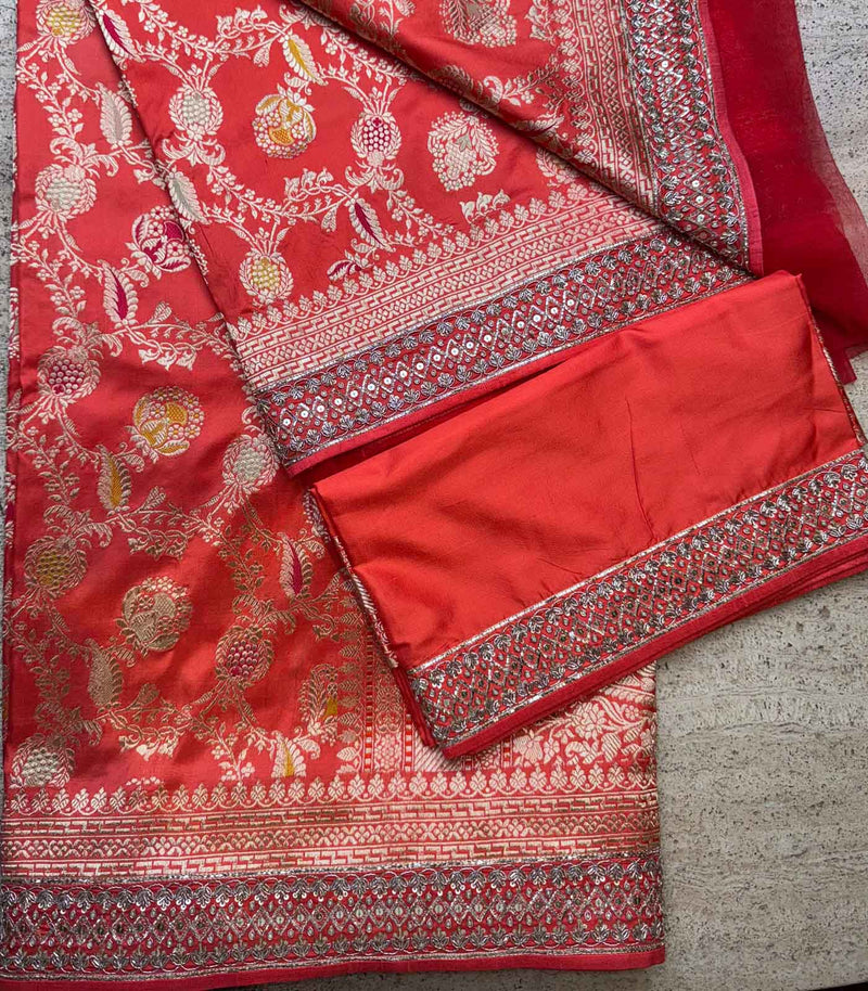 ORANGE SILK BANARAS SAREE