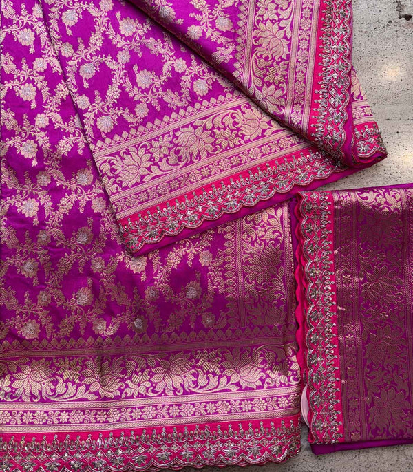 MAGENTA SILK BANARAS SAREE