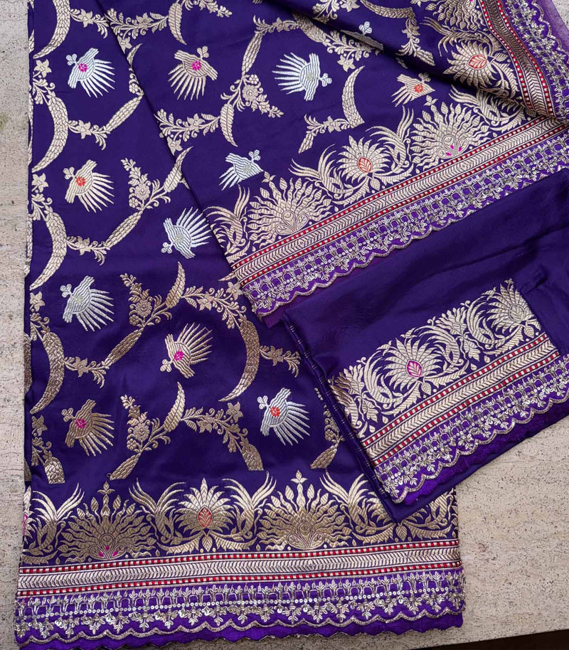 PURPLE SILK BANARAS SAREE