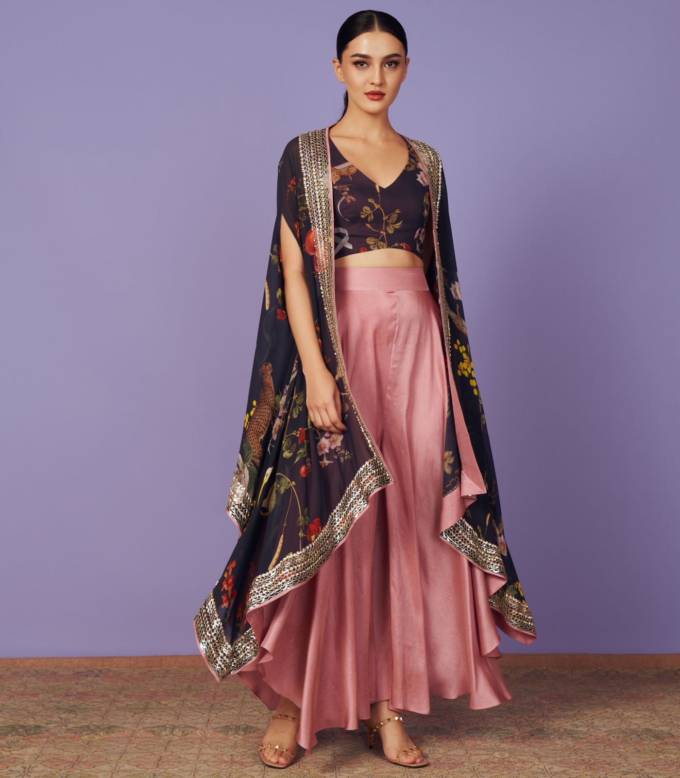 SEQUINS CAPE SET