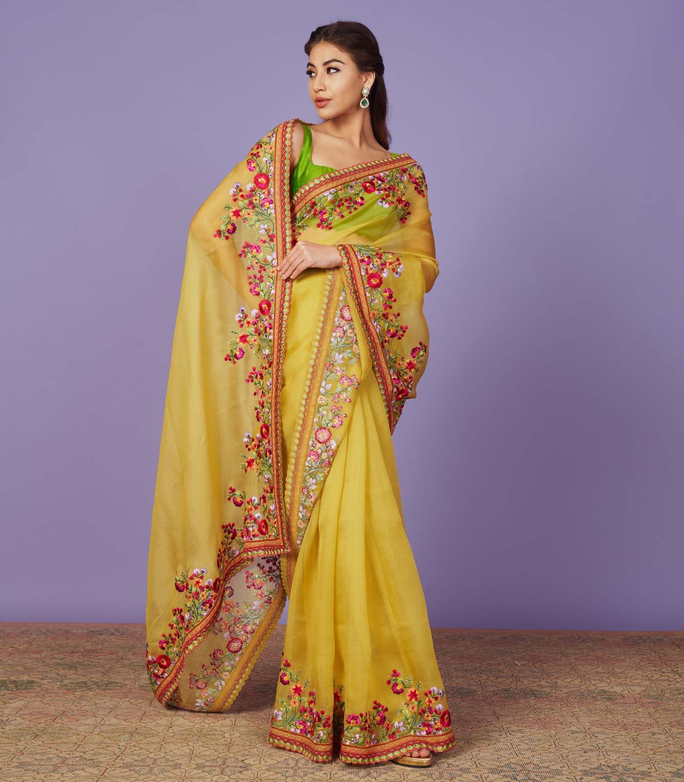 MULTI THREAD WORK SAREE SET