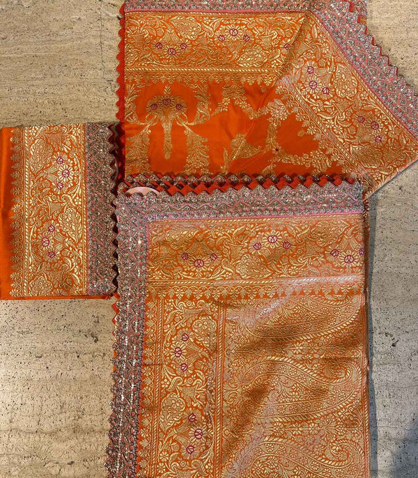 ORANGE BENARAS SILK SAREE