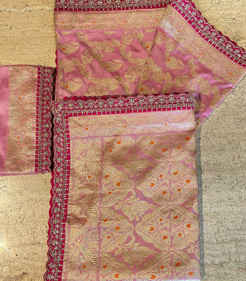 ONION PINK BENARAS SILK SAREE