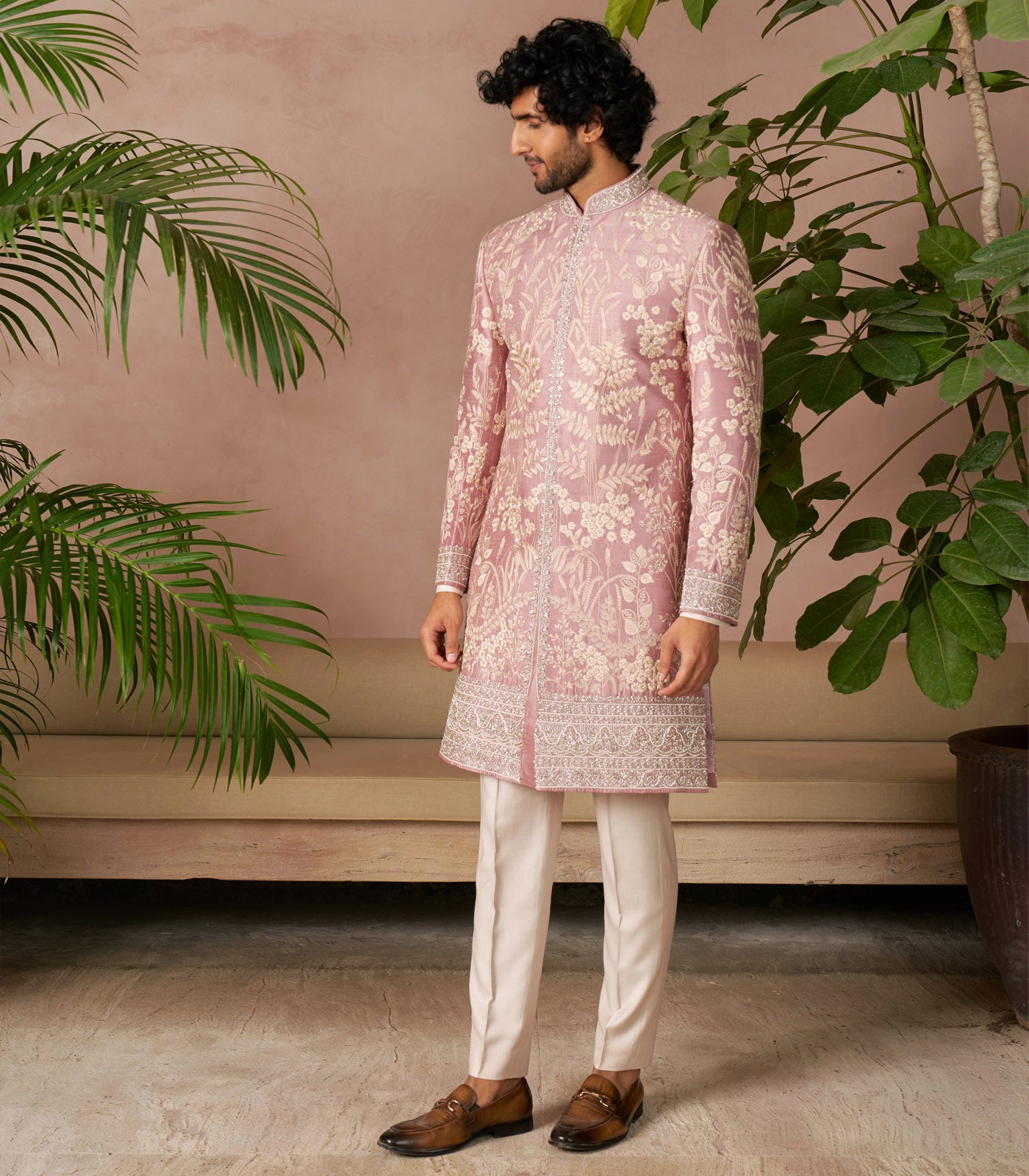 ONION PINK SHERWANI SET