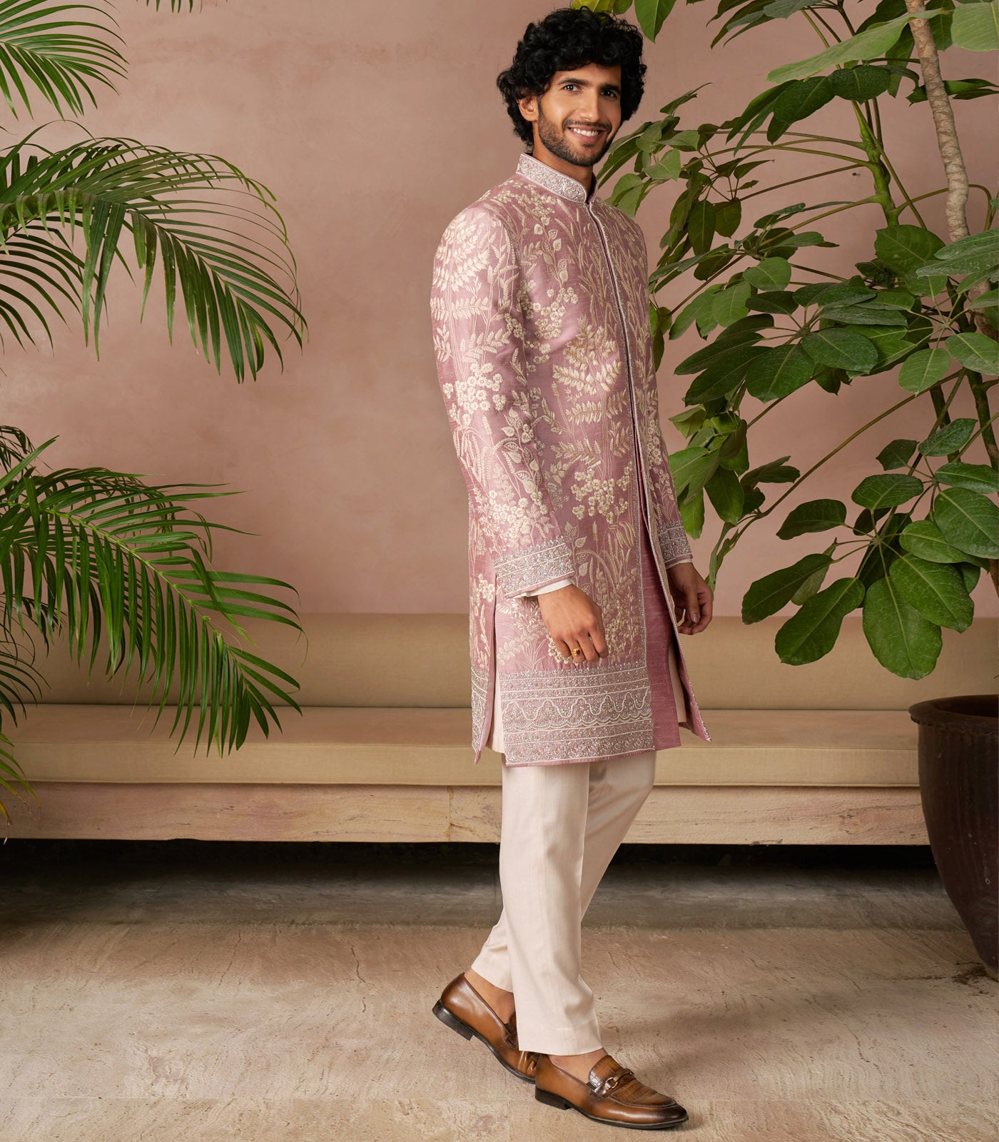 ONION PINK SHERWANI SET