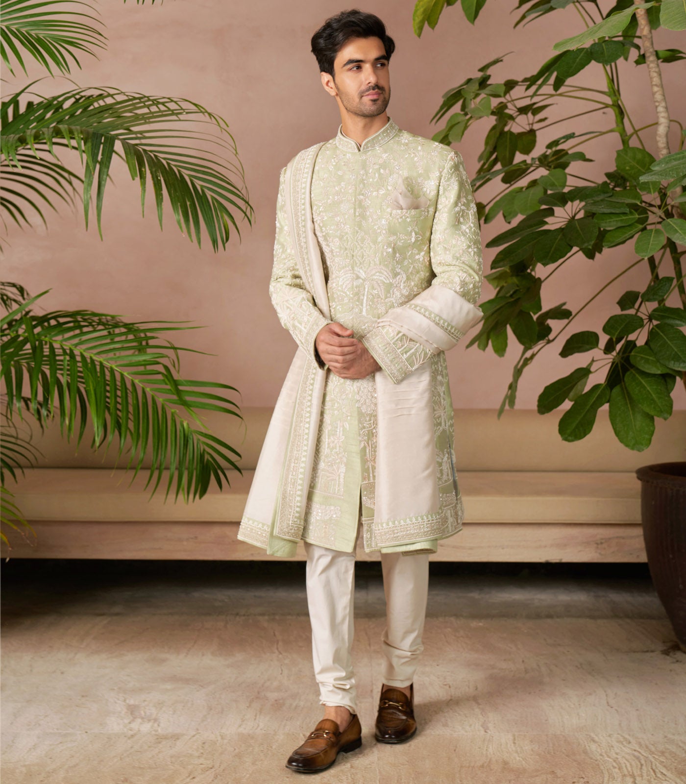 MINT GREEN SHERWANI SET