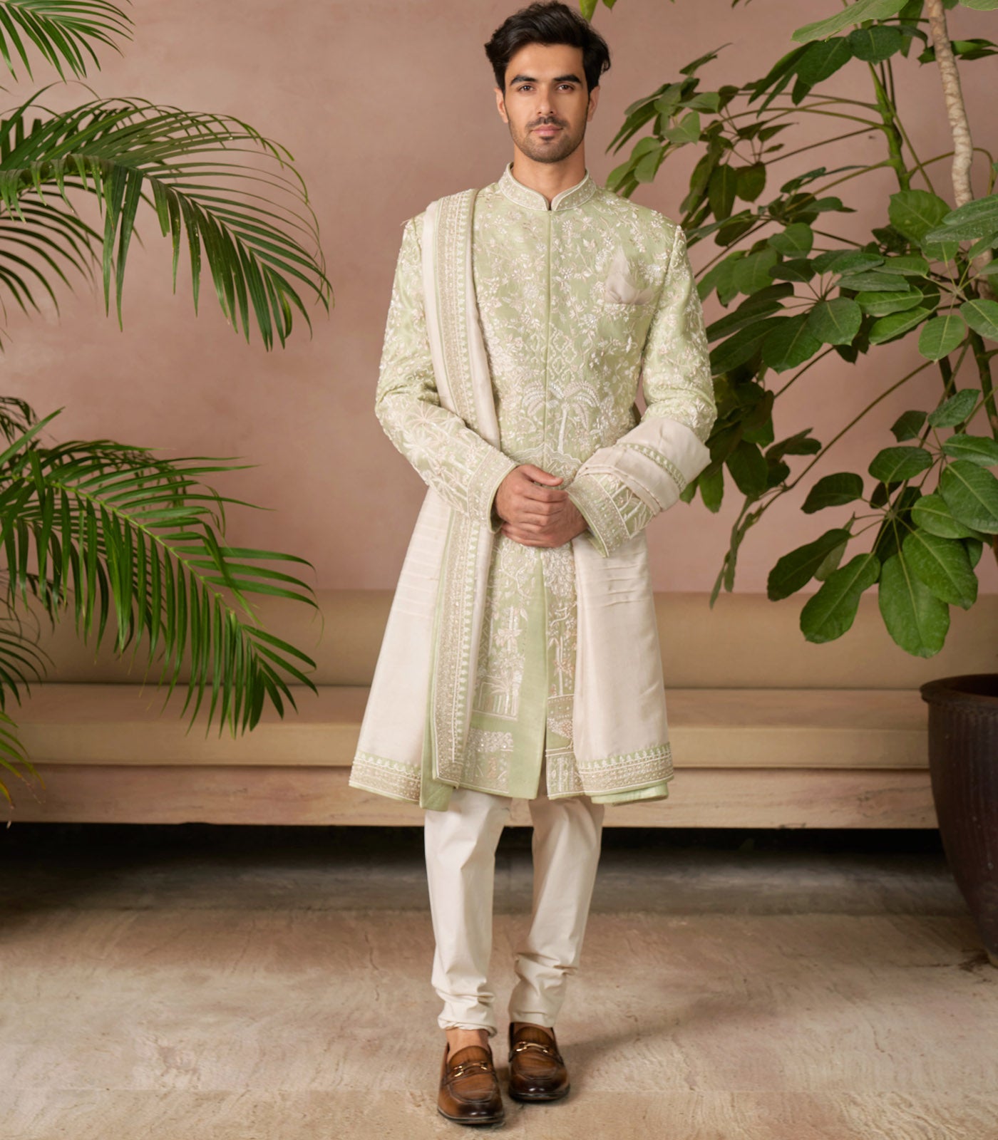 MINT GREEN SHERWANI SET