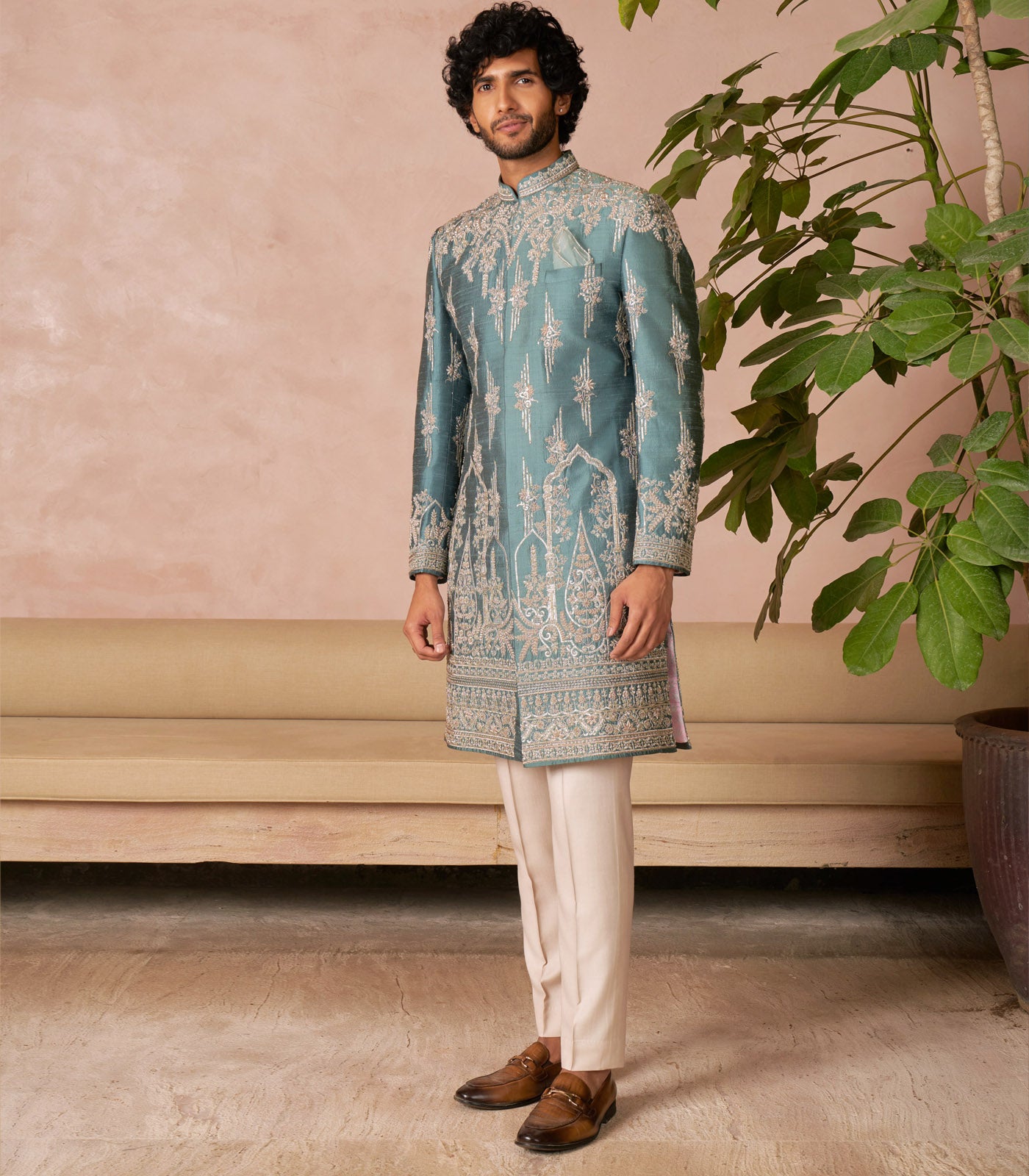 MARINE BLUE SHERWANI SET