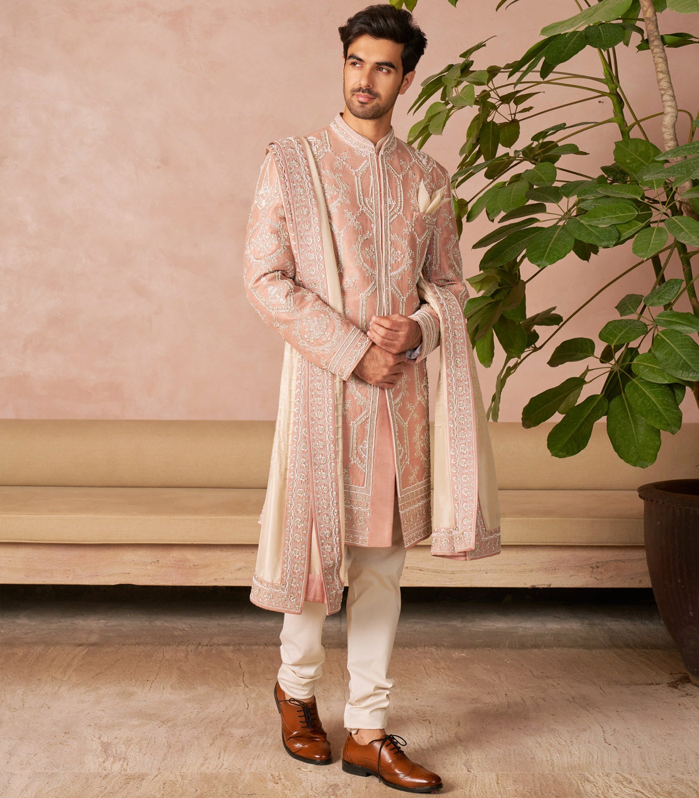 DUSTY ROSE SHERWANI SET