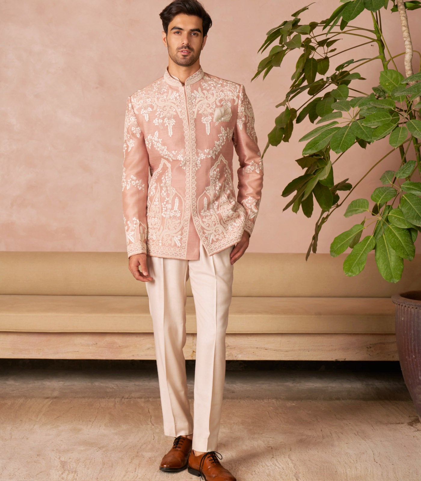 DUSTY ROSE BANDHGALA SET