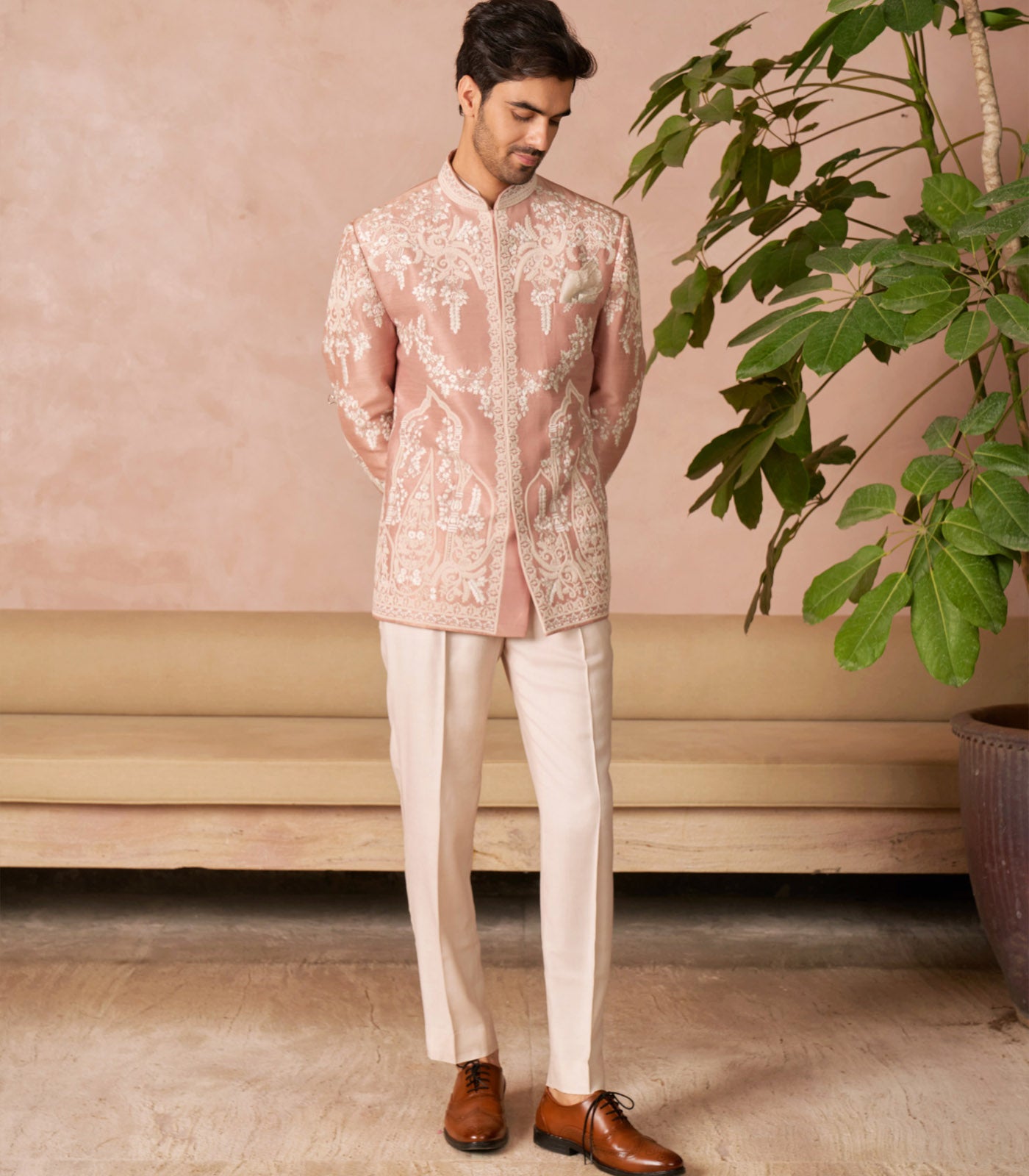 DUSTY ROSE BANDHGALA SET