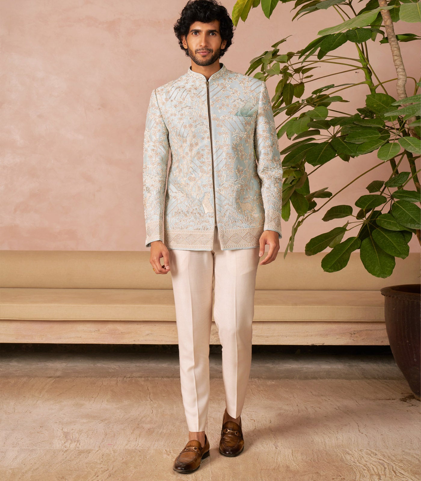 SKY BLUE BANDHGALA SET