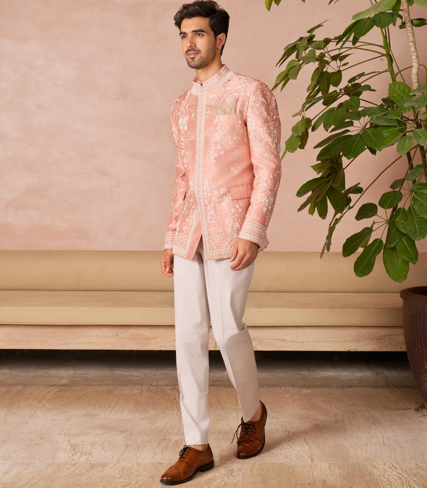 DUSTY ROSE BANDHGALA SET