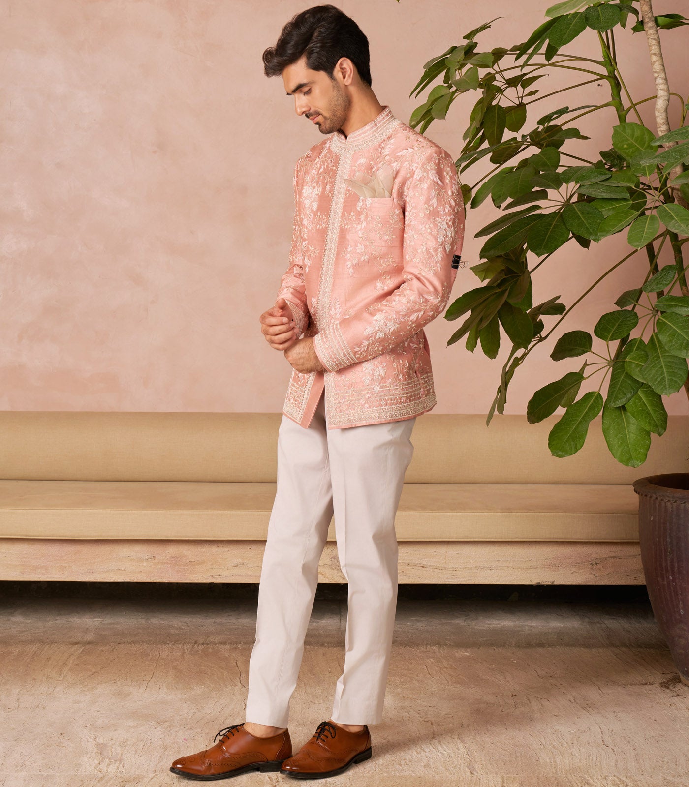 DUSTY ROSE BANDHGALA SET