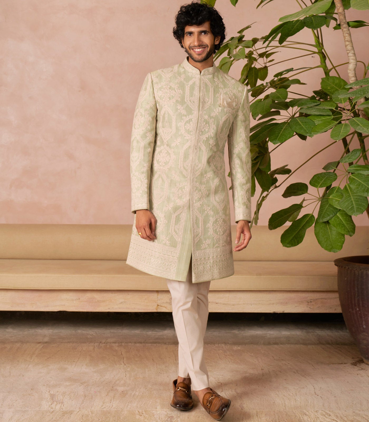 MINT GREEN SHERWANI SET