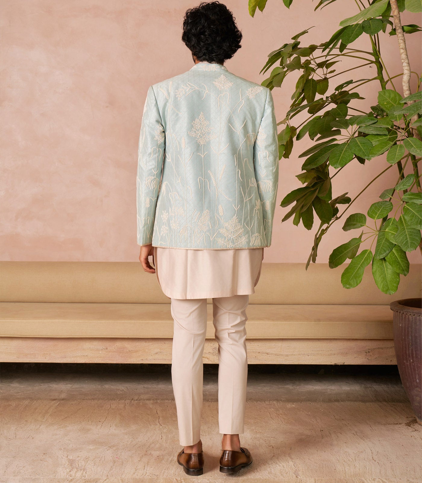 AQUA BLUE BANDHGALA SET