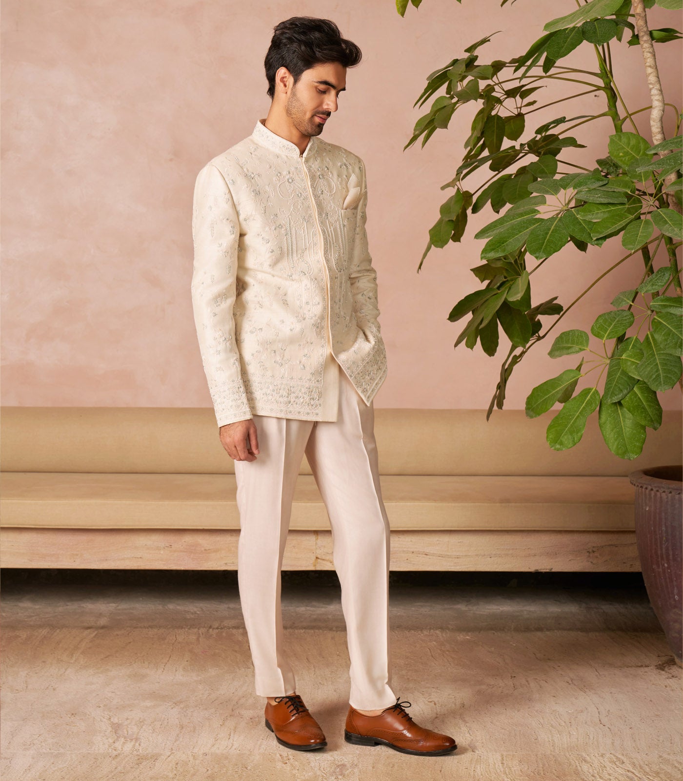 IVORY BANDHGALA SET
