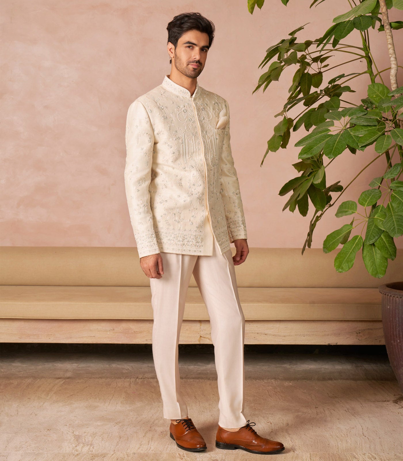 IVORY BANDHGALA SET