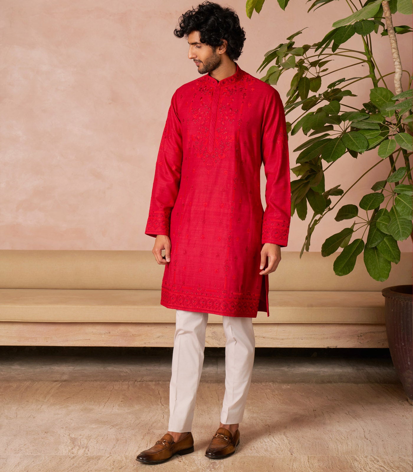 CHERRY RED KURTA SET